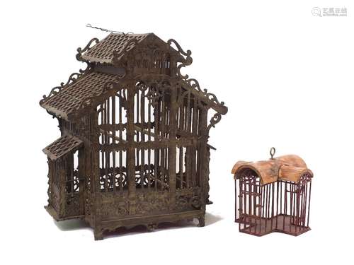 Two bird cages, early 20th century, French, to include; a la...