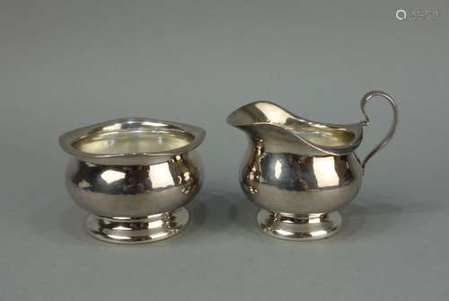 SILVER CREAMER AND SUGAR BOWL