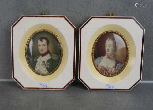 PAIR OF MINIATURES IN BONE FRAME