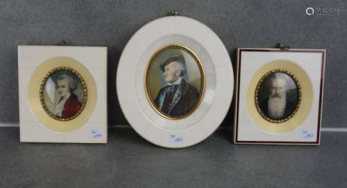 3 MINIATURES IN BONE FRAME: PORTRAITS OF COMPOSERS