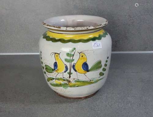 FAYENCE VASE WITH BIRD DECOR