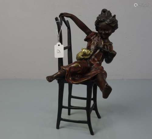 SCULPTURE after FRANZ IFFLAND: GIRL PLAYING WITH A CAT