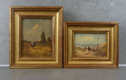 PAINTER OF THE 20TH C. - TWO MINIATURE PAINTINGS: 