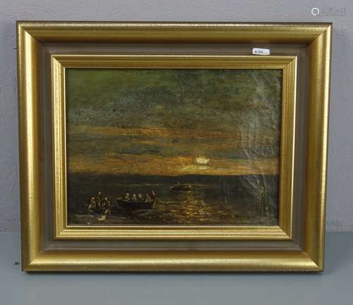 PAINTING: COAST BY MOONLIGHT WITH FISHERMEN