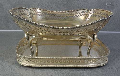 SILVER PLATED TRAY AND BASKET