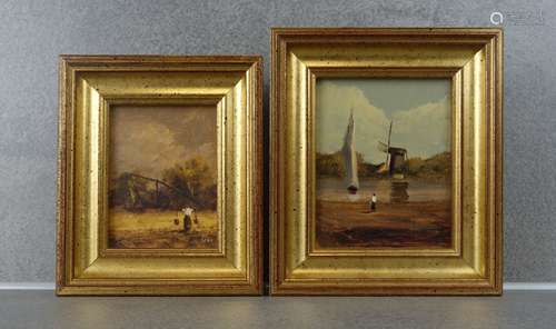 TWO MINIATURE PAINTINGS: 