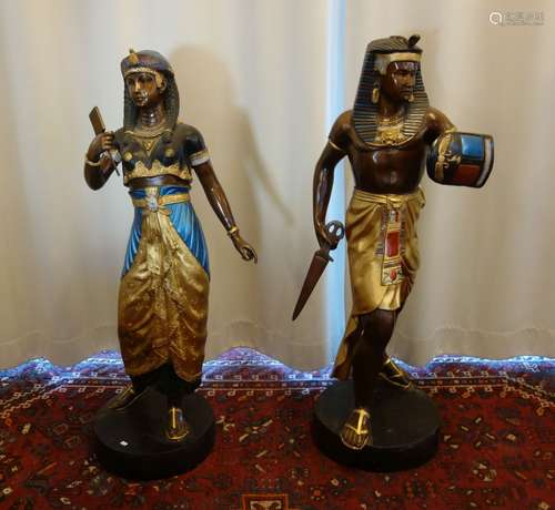 PAIR OF SCULPTURES: PHARAOH AND PHARAOH'S WIFE