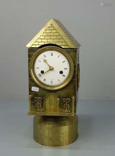 FIRE PLACE CLOCK WITH BRONZE CASE IN THE SHAPE OF A WINDMILL