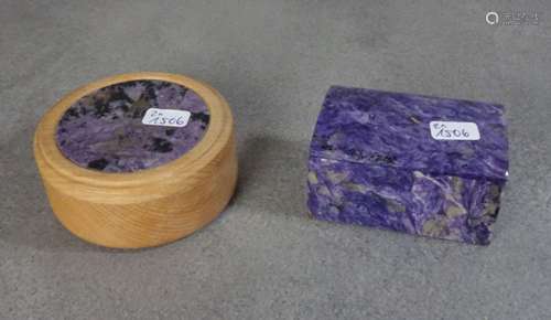 TWO CHAROITE BOXES