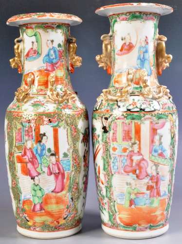 PAIR OF 19TH CENTURY CHINESE CANTONESE VASES