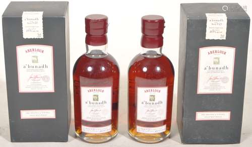 TWO BOTTLES OF ABERLOUR A'BUNADH SINGLE MALT WHISKY