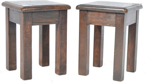 PAIR OF EARLY 20TH CENTURY SOLID OAK STOOLS