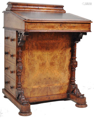 19TH CENTURY VICTORIAN WALNUT AND INLAID DAVENPORT