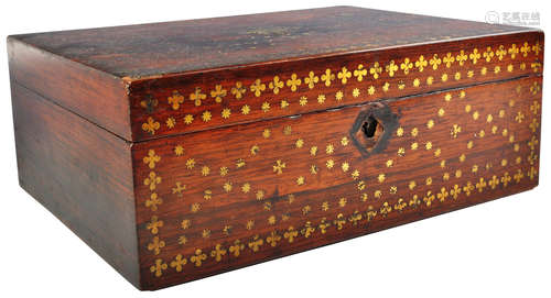 19TH CENTURY VICTORIAN ROSEWOOD BRASS INSET LADIES WORKBOX