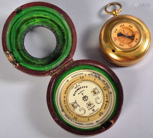 EARLY 20TH CENTURY NEGRETTI & ZAMBRA POCKET BAROMETER AND CO...