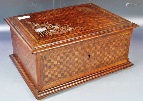 VICTORIAN PARQUETRY WEAVE DECORATED WORKBOX