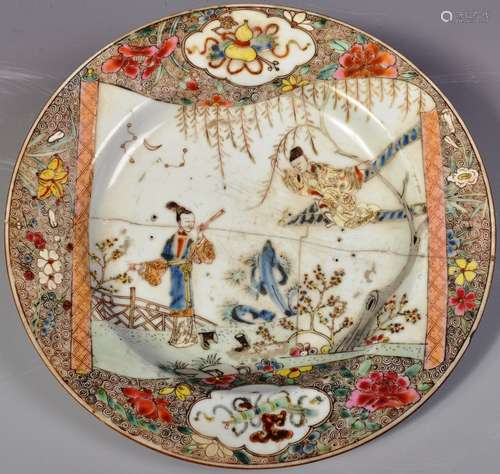 18TH CENTURY CHINESE QIANLONG HAND PAINTED PLATE