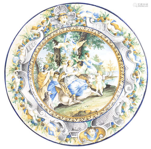 19TH CENTURY ITALIAN MAJOLICA LARGE CHARGER PLATE