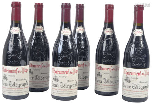 COLLECTION OF SIX BOTTLES OF VIEUX TELEGRAPHE CHATEAUNEUF DU...