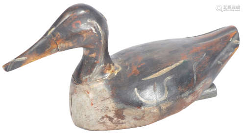 HAND PAINTED FOLK ART DECOY DUCK WITH WEIGHT