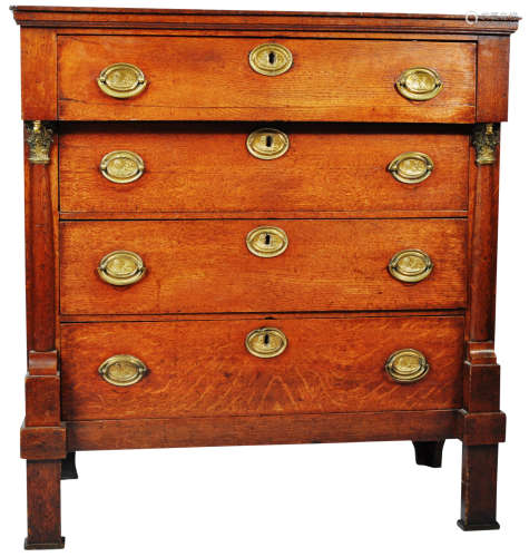 19TH CENTURY FRENCH EMPIRE OAK CHEST OF DRAWERS