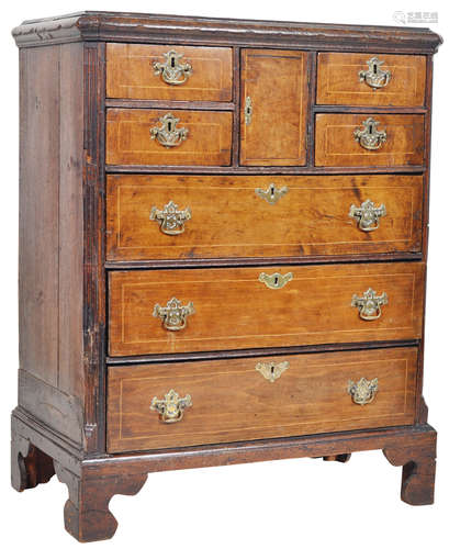 17TH CENTURY QUEEN ANNE WALNUT VENEER & OAK CHEST OF DRAWERS