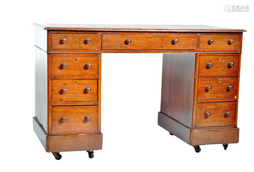 19TH CENTURY VICTORIAN MAHOGANY TWIN PEDESTAL DESK