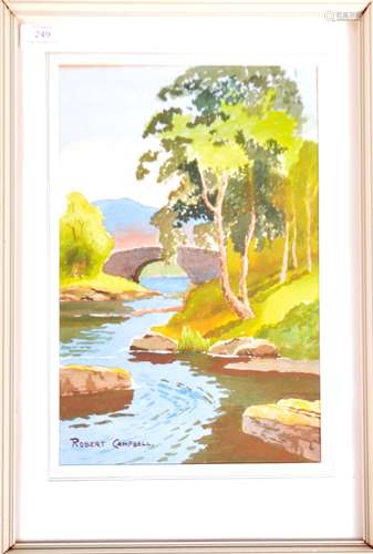 ROBERT CAMPBELL - WATERCOLOUR PAINTING ENTITLED SALMON STREA...