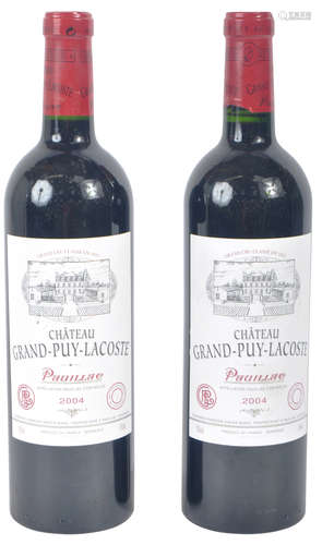 TWO BOTTLES OF 750 ML 2004 CHATEAU GRAND-PUY-LACOSTE