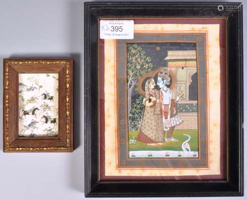 TWO 19TH CENTURY INDIAN MUGHAL HINDU PAINTINGS