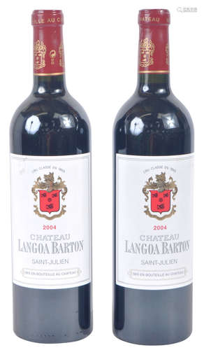 TWO BOTTLES OF 750 ML 2004 CHATEAU LANGOA BARTON