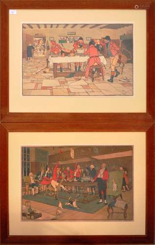 TWO HUNTING THEAMED CECIL ALDIN FRAMED AND GLAZED PRINTS