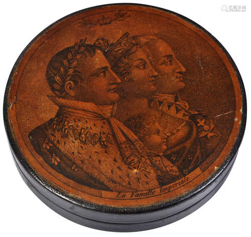 19TH CENTURY FRENCH NAPOLEON PAPIER MACHE SNUFF BOX