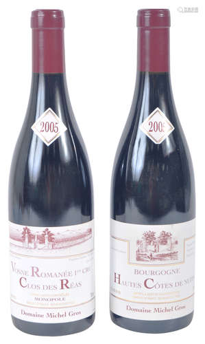 TWO BOTTLES OF 750 ML 2005 FRENCH MICHEL GROS RED WINE