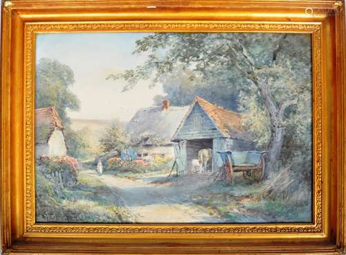 HENRY SYLVESTER STANNARD - THE SMITHY - WATERCOLOUR PAINTING