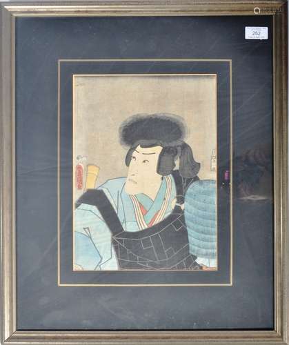 JAPANESE EDO PERIOD WOODBLOCK PORTRAIT OF ICHIKAWA DANJURO