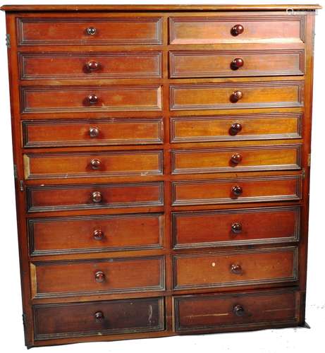 19TH CENTURY MAHOGANY DOUBLE WELLINGTON CHEST OF DRAWERS