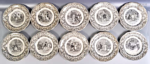 SET OF TEN 19TH CENTURY FRENCH NOVELTY CRYSTAL PALACE PLATES