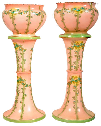 PAIR OF 19TH CENTURY VICTORIAN CERAMIC JARDINIERE PLANTERS