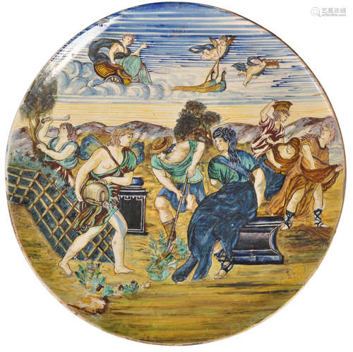 EARLY 20TH CENTURY ITALIAN MAIOLICA CHARGER WITH CLASSICAL S...