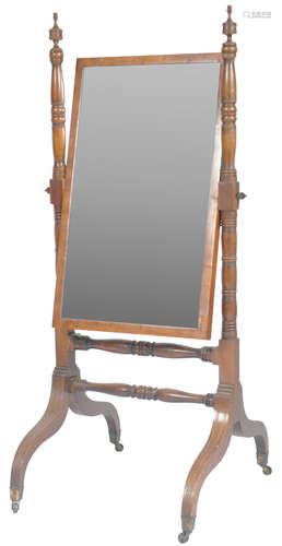 19TH CENTURY GEORGE III MAHOGANY CHEVAL DRESSING MIRROR