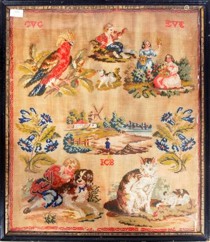 19TH CENTURY VICTORIAN TAPESTRY SAMPLER