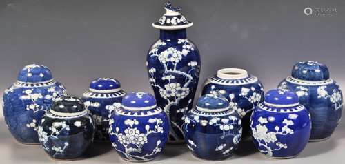 COLLECTION OF PRUNUS PATTERN GINGER JARS