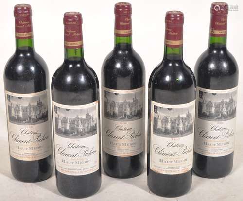 COLLECTION OF X5 VINTAGE FRENCH CHATEAU CLEMENT PICHON RED W...