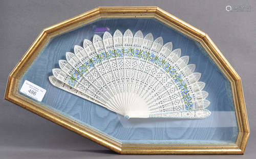 19TH CENTURY CHINESE CASED BONE HAND FAN