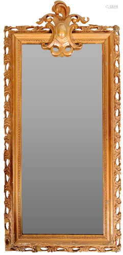 19TH CENTURY VICTORIAN GILT GESSO FRAME HANGING HALL MIRROR