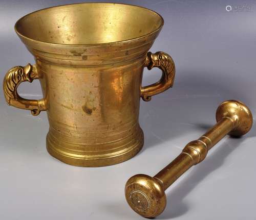 18TH CENTURY GEORGE III BRONZE PESTLE & MORTAR