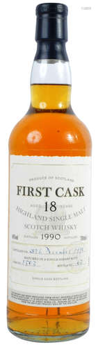 SINGLE BOTTLE OF FIRST CASK 1990 SINGLE HIGHLAND MALT WHISKY