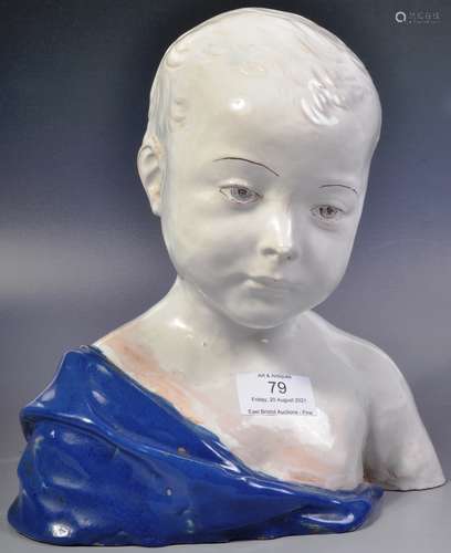 19TH CENTURY ITALIAN CANTAGALLI MAJOLICA BUST OF A YOUNG BOY