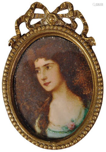 19TH CENTURY VICTORIAN MINIATURE PORTRAIT PAINTING ON IVORY